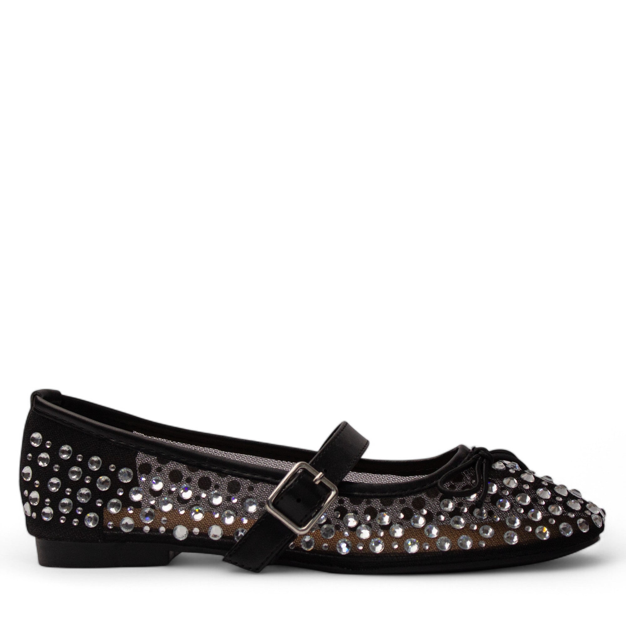 Europeon Union Women Black Satin Ballerina #4140