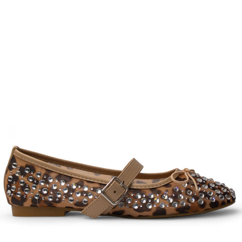 Europeon Union Women Leopard Satin Ballerina #4141