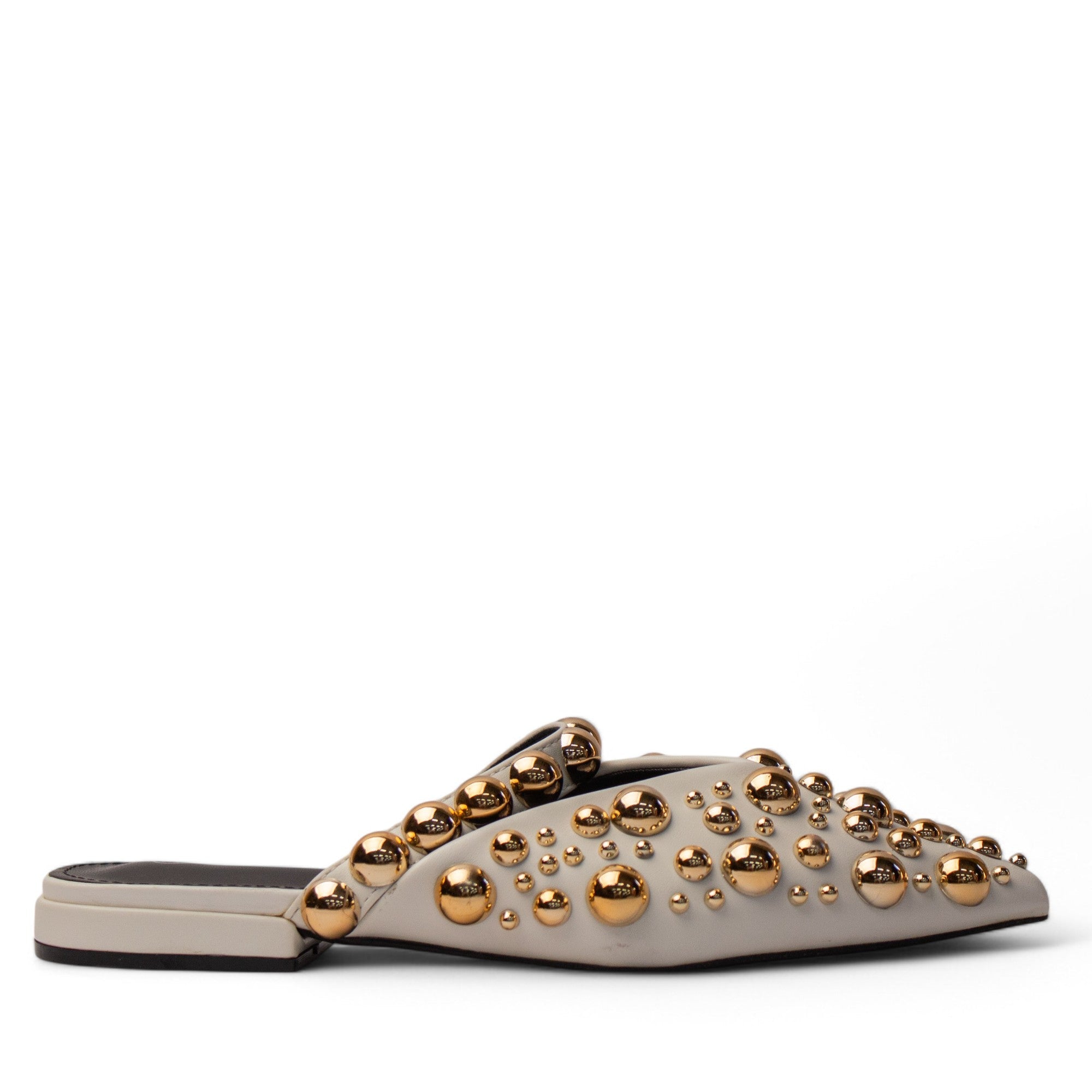 Europeon Union Women White Leather Mules #4169