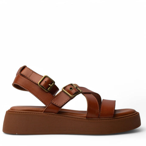 Europeon Union Women Camel Leather Sandal #4204