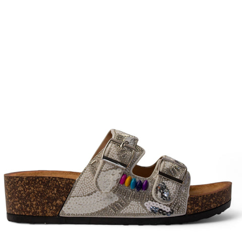 Europeon Union Women White Glitter Slipper #4236