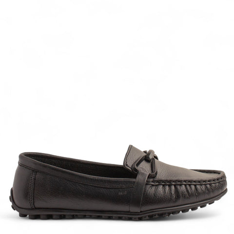 Women Black Leather Espadrilles #4307