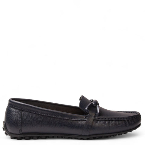 Women Navy Leather Espadrilles #4309