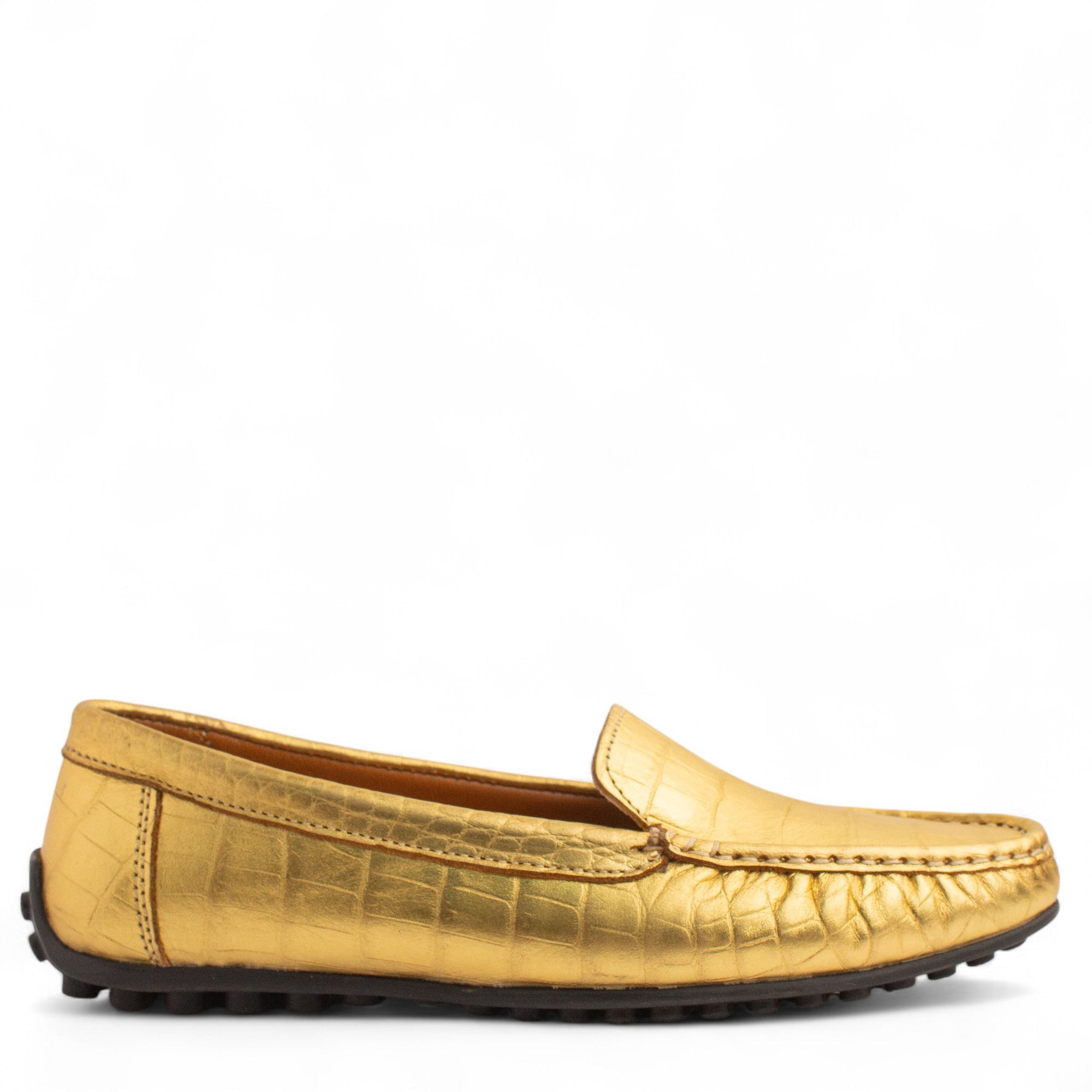 Women Gold Leather Espadrilles #4311