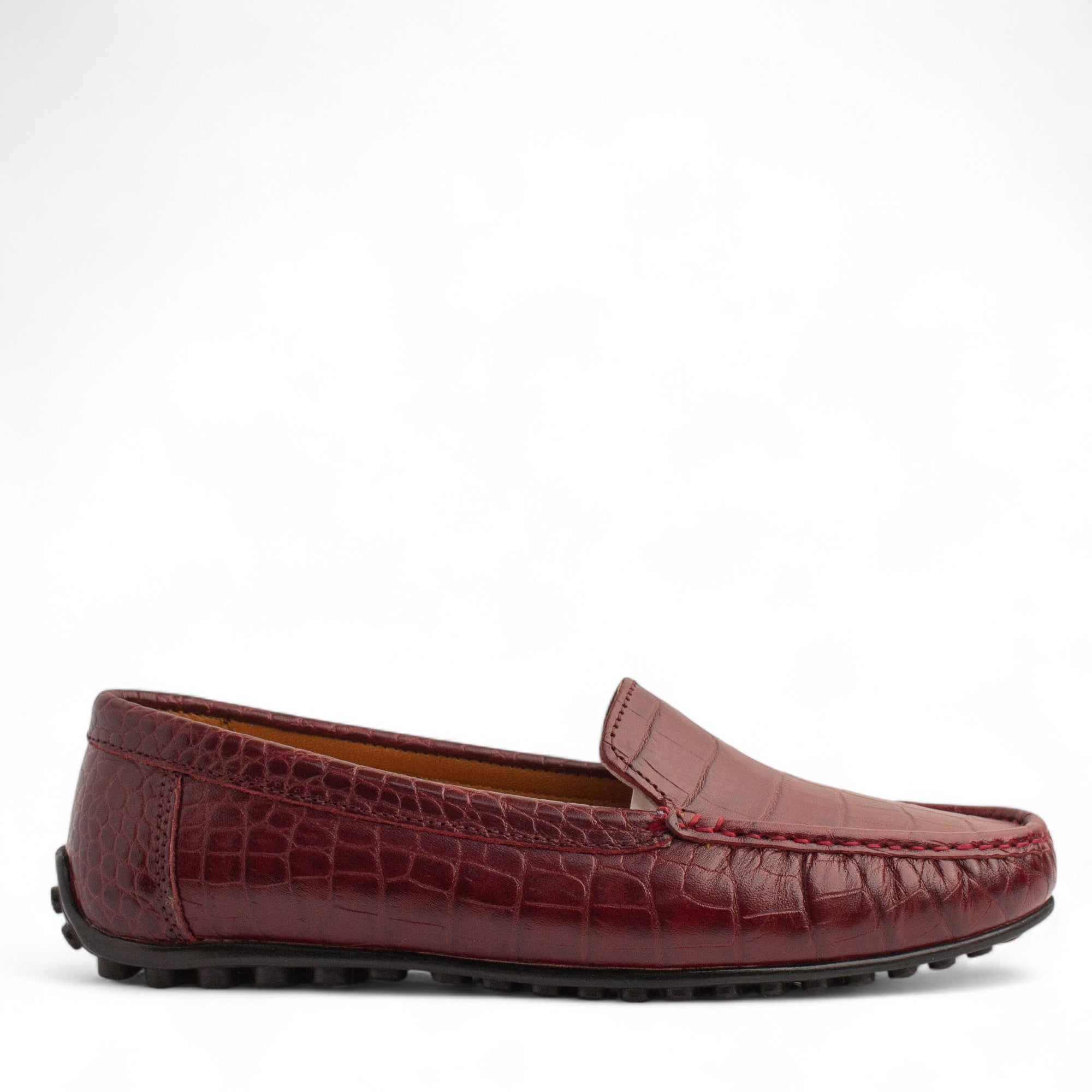 Women Maroon Leather Espadrilles #4313