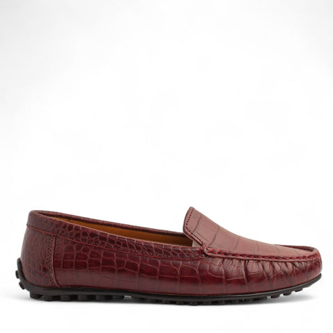 Women Maroon Leather Espadrilles #4313