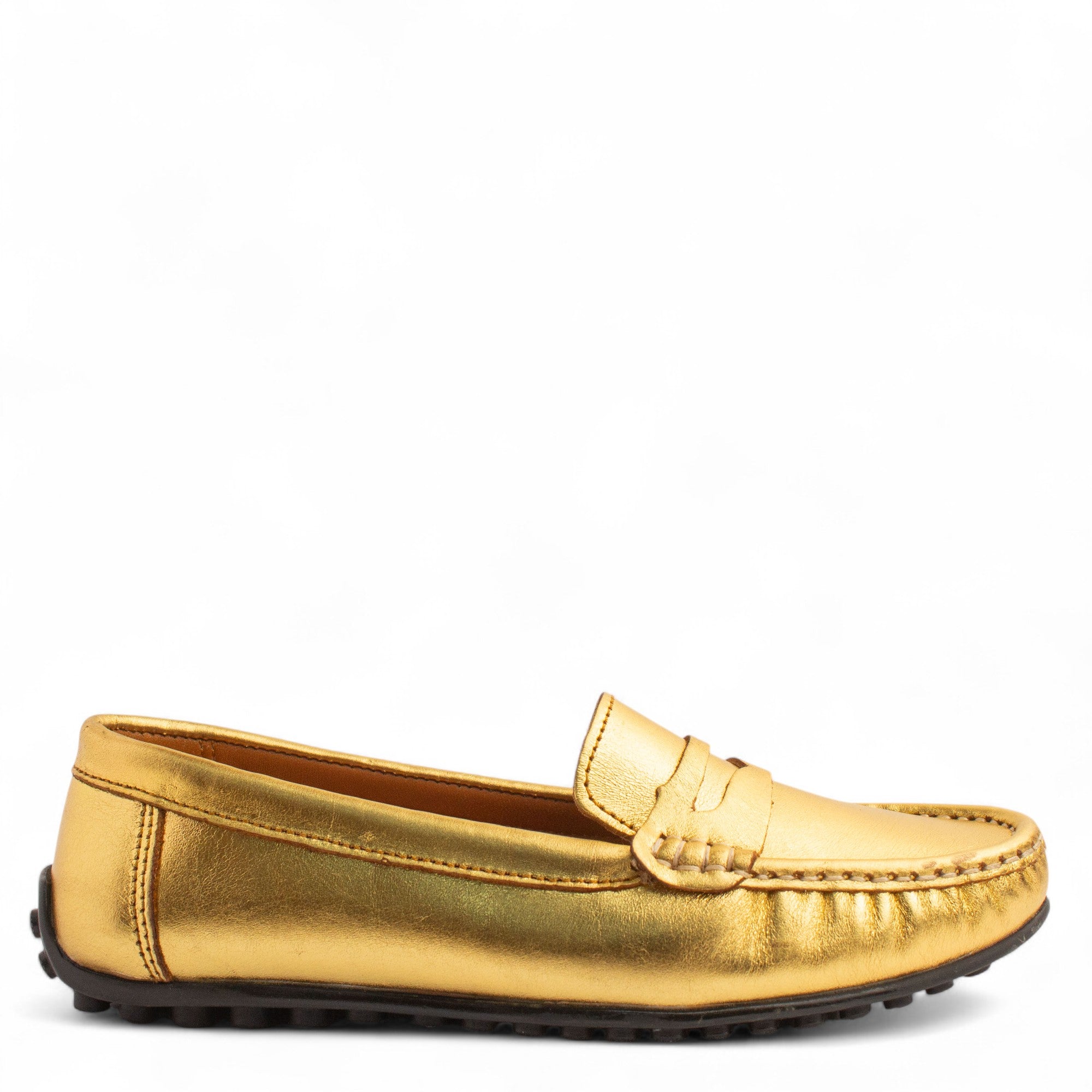Women Gold Leather Espadrilles #4316