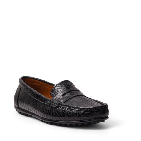 Women Black Leather Espadrilles #4319