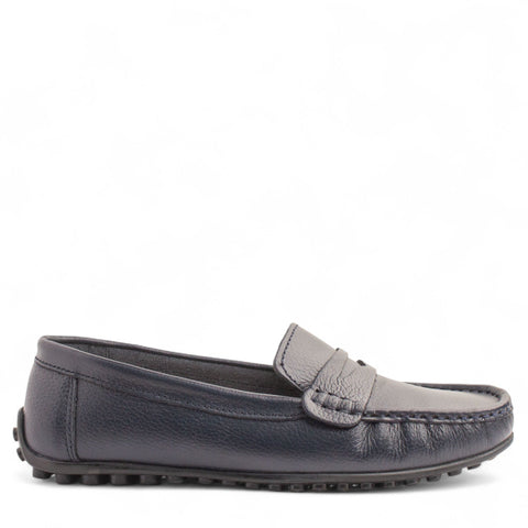 Women Navy Leather Espadrilles #4321