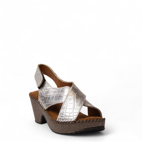 Women Silver Leather Sandal #4322