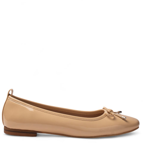 Women Beige Vernis Leather Ballerina #4329