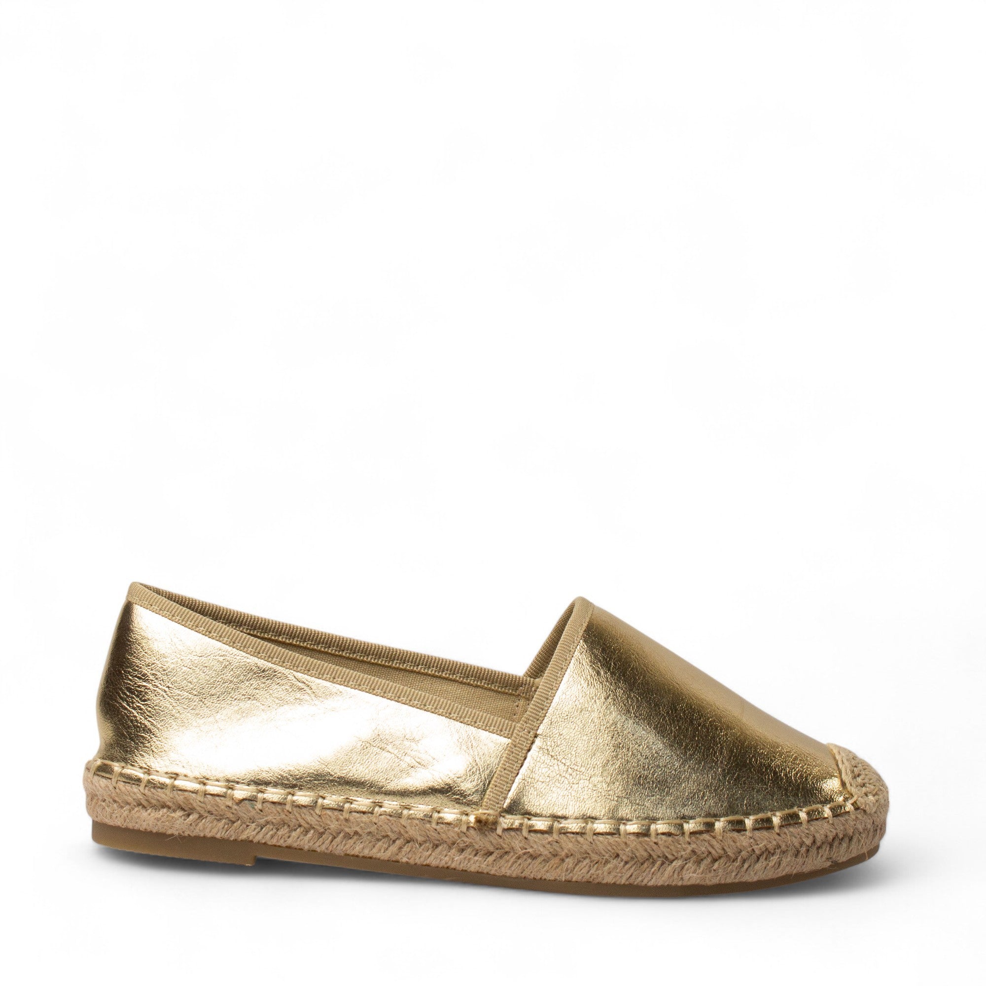 Europeon Union Women Gold Leather Espadrilles #4331