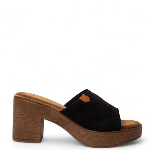 Europeon Union Women Black Chamois Wedges #4335