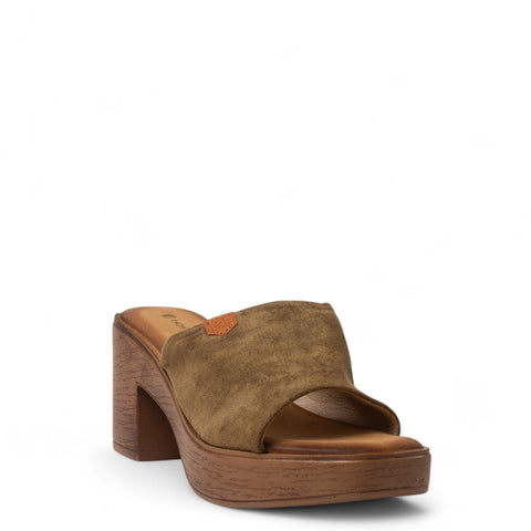 Europeon Union Women Kaki Chamois Wedges #4338