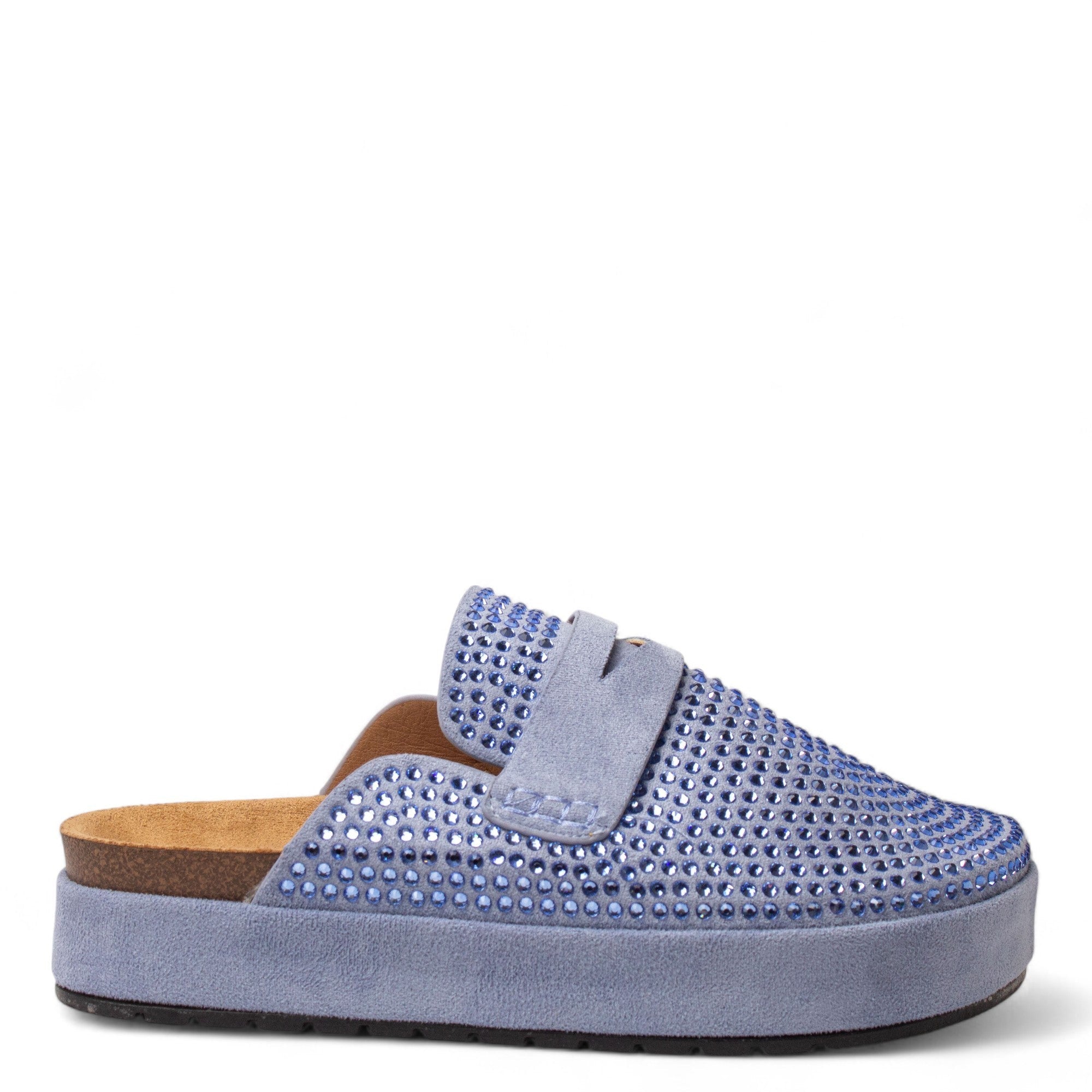 Europeon Union Women Light Blue Chamois Mules #4339