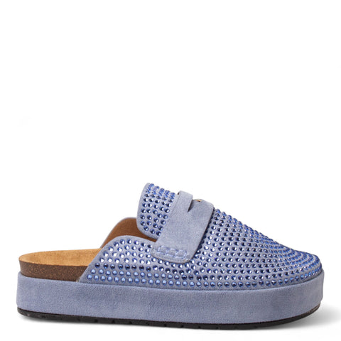 Europeon Union Women Light Blue Chamois Mules #4339