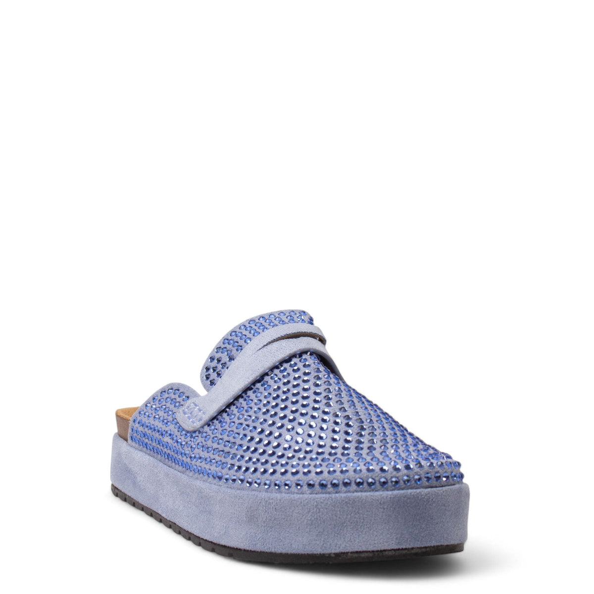 Europeon Union Women Light Blue Chamois Mules #4339