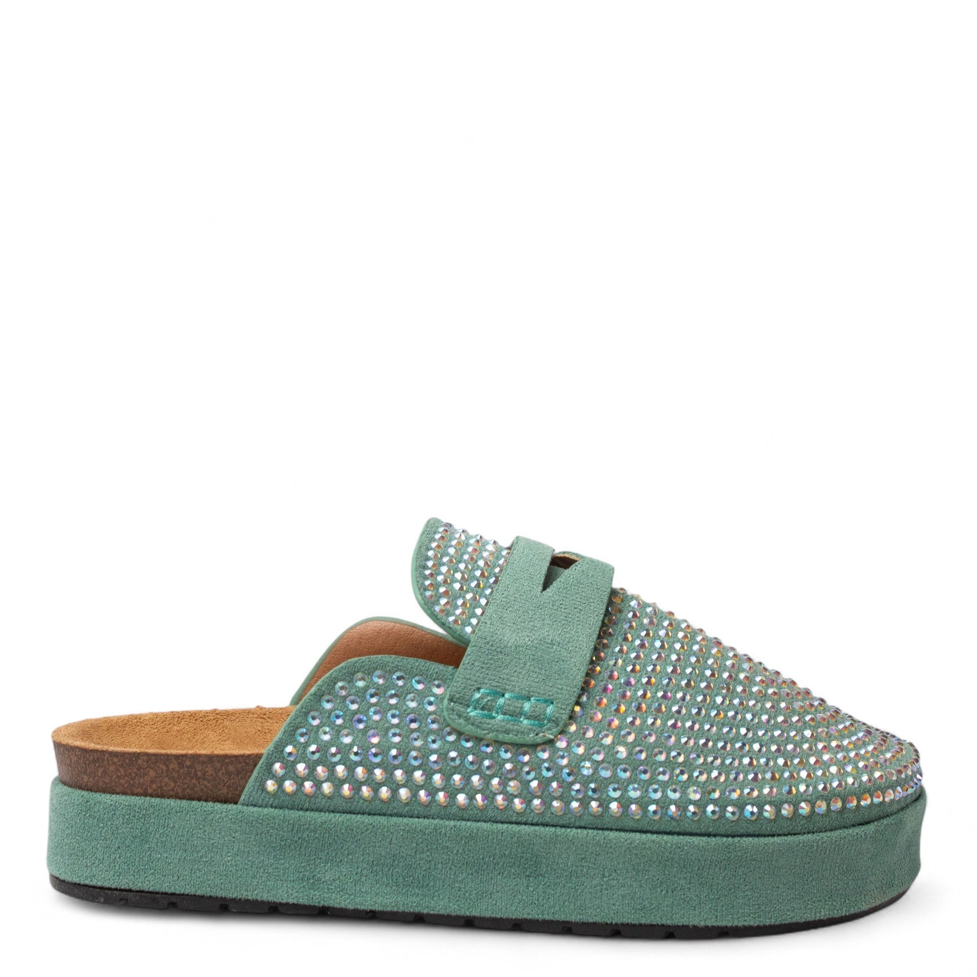 Europeon Union Women Green Chamois Mules #4341