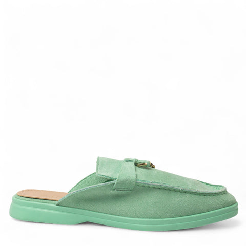 Europeon Union Women Green Chamois Mules #4347