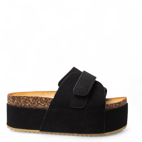 Europeon Union Women Black Chamois Wedges #4354