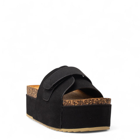 Europeon Union Women Black Chamois Wedges #4354