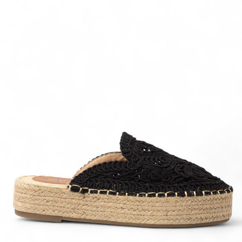 Europeon Union Women Black Cloth Mules #4359
