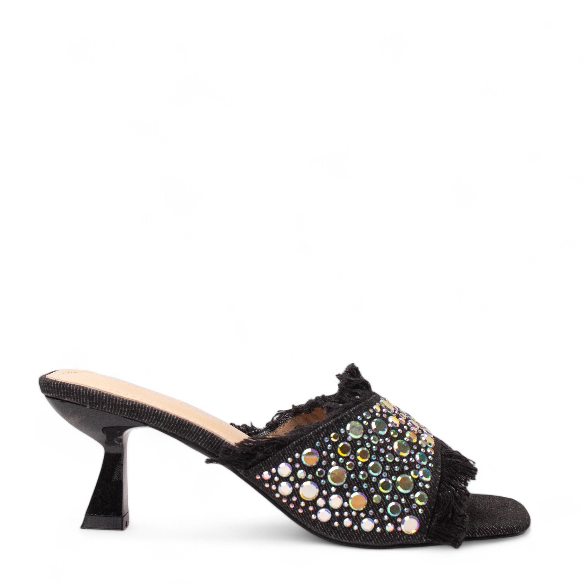Europeon Union Women Black Cloth Heels #4364