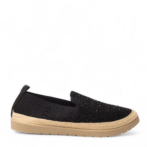 Europeon Union Women Black Cloth Espadrilles #4367