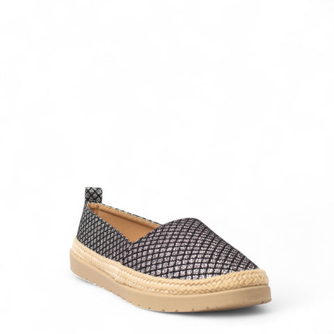 Europeon Union Women Black Cloth Espadrilles #4369