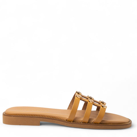 Europeon Union Women Camel Leather Slipper #4373
