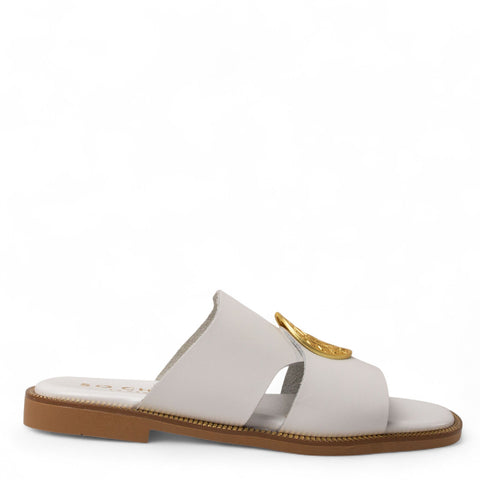 Europeon Union Women White Leather Slipper #4375