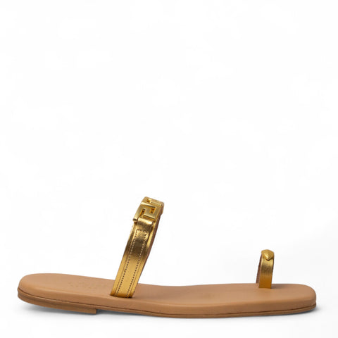 Europeon Union Women Gold Leather Slipper #4378