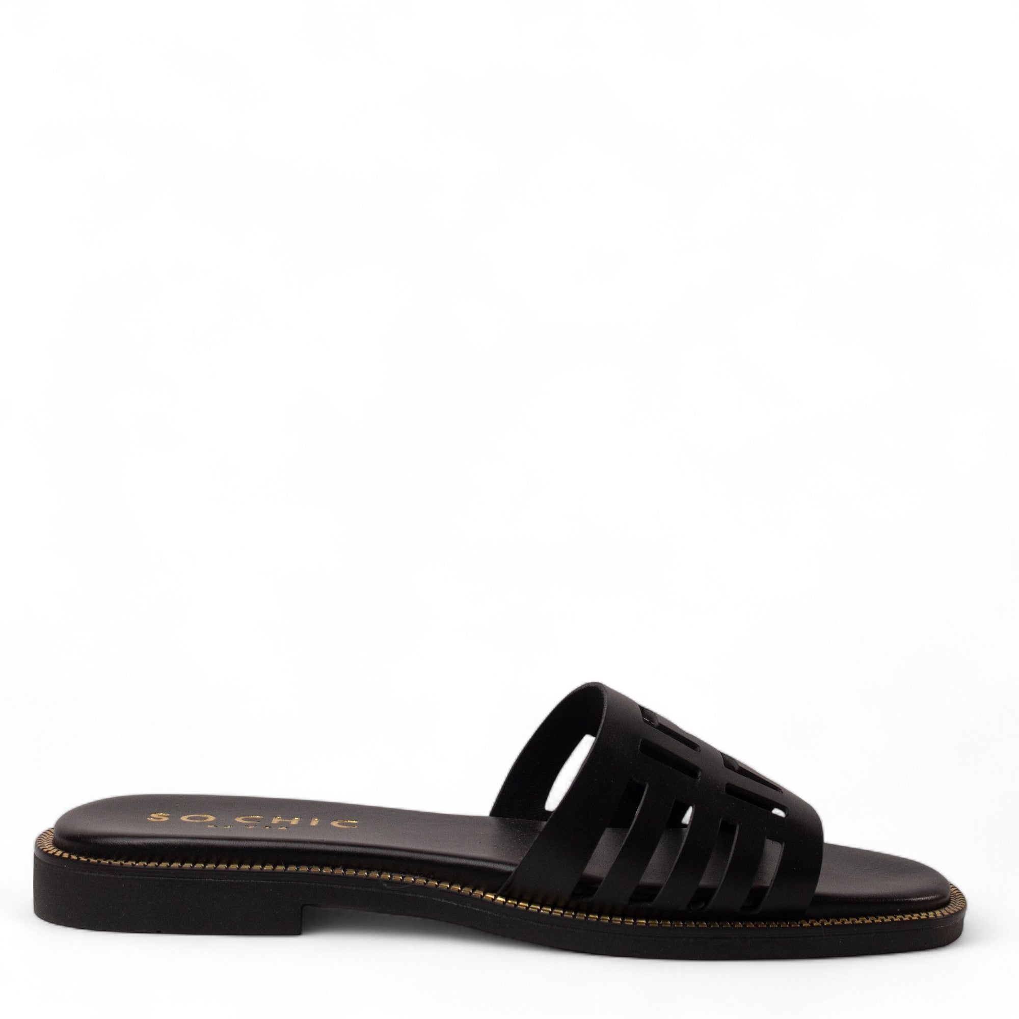 Europeon Union Women Black Leather Slipper #4380
