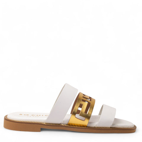 Europeon Union Women White Leather Slipper #4383