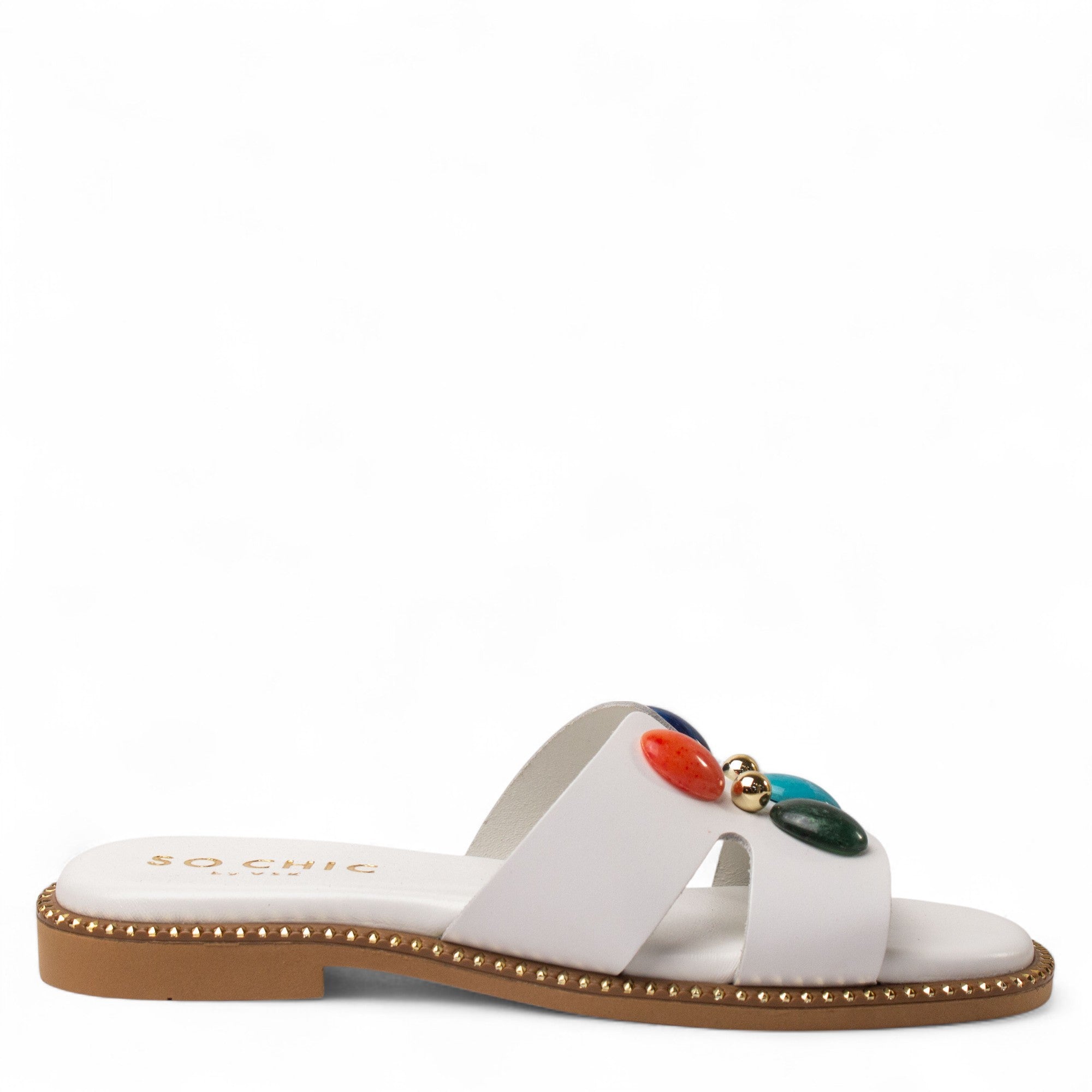 Europeon Union Women White Leather Slipper #4384