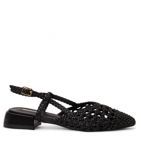 Europeon Union Women Black Leather Mules #4388