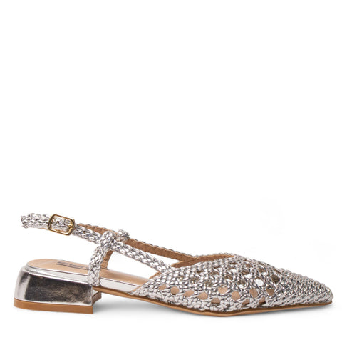 Europeon Union Women Silver Leather Mules #4389