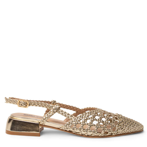 Europeon Union Women Gold Leather Mules #4390