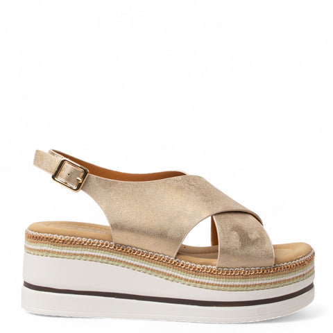 Europeon Union Women Beige Leather Sandal #4394