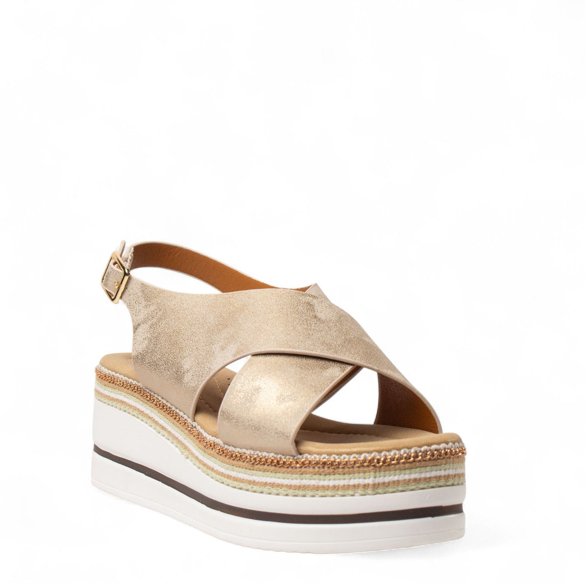 Europeon Union Women Beige Leather Sandal #4394