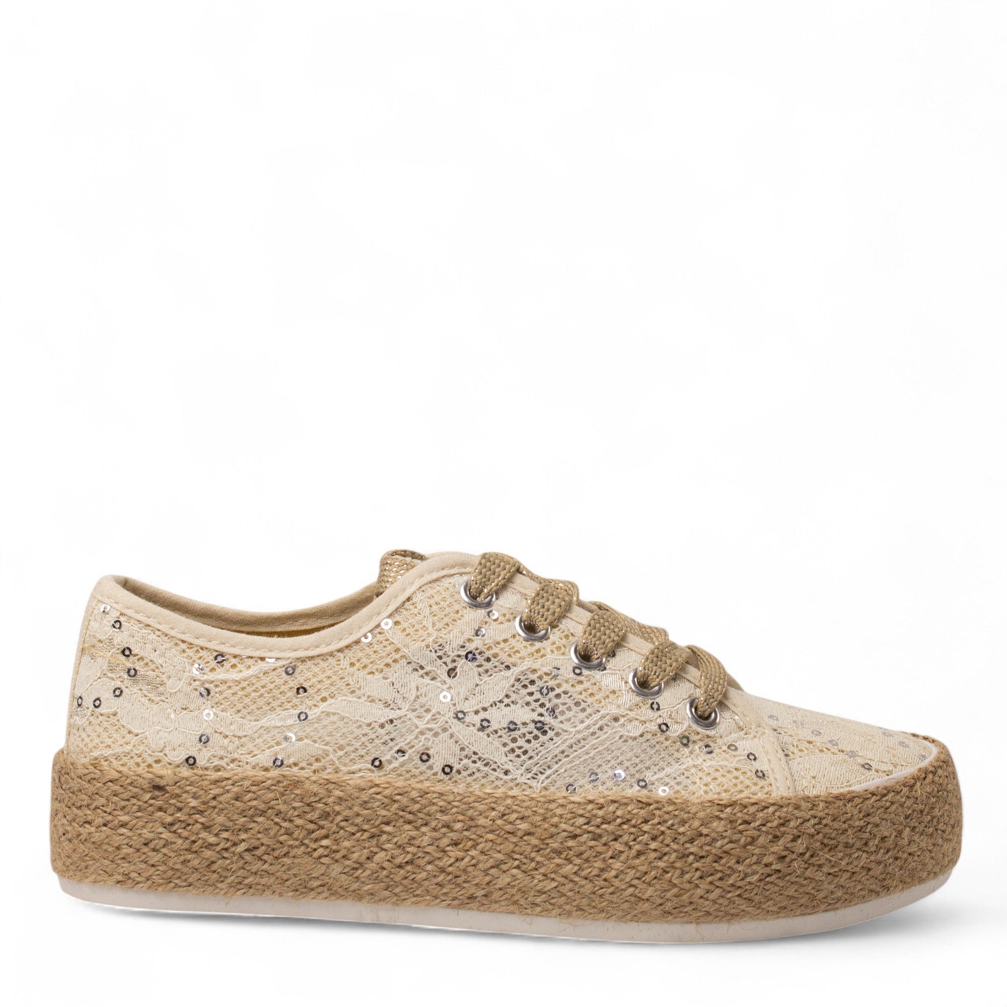 Europeon Union Women Beige Cloth Sneakers #4411