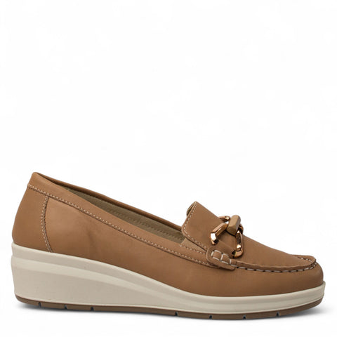 Italian Women Camel Leather Espadrilles #4420