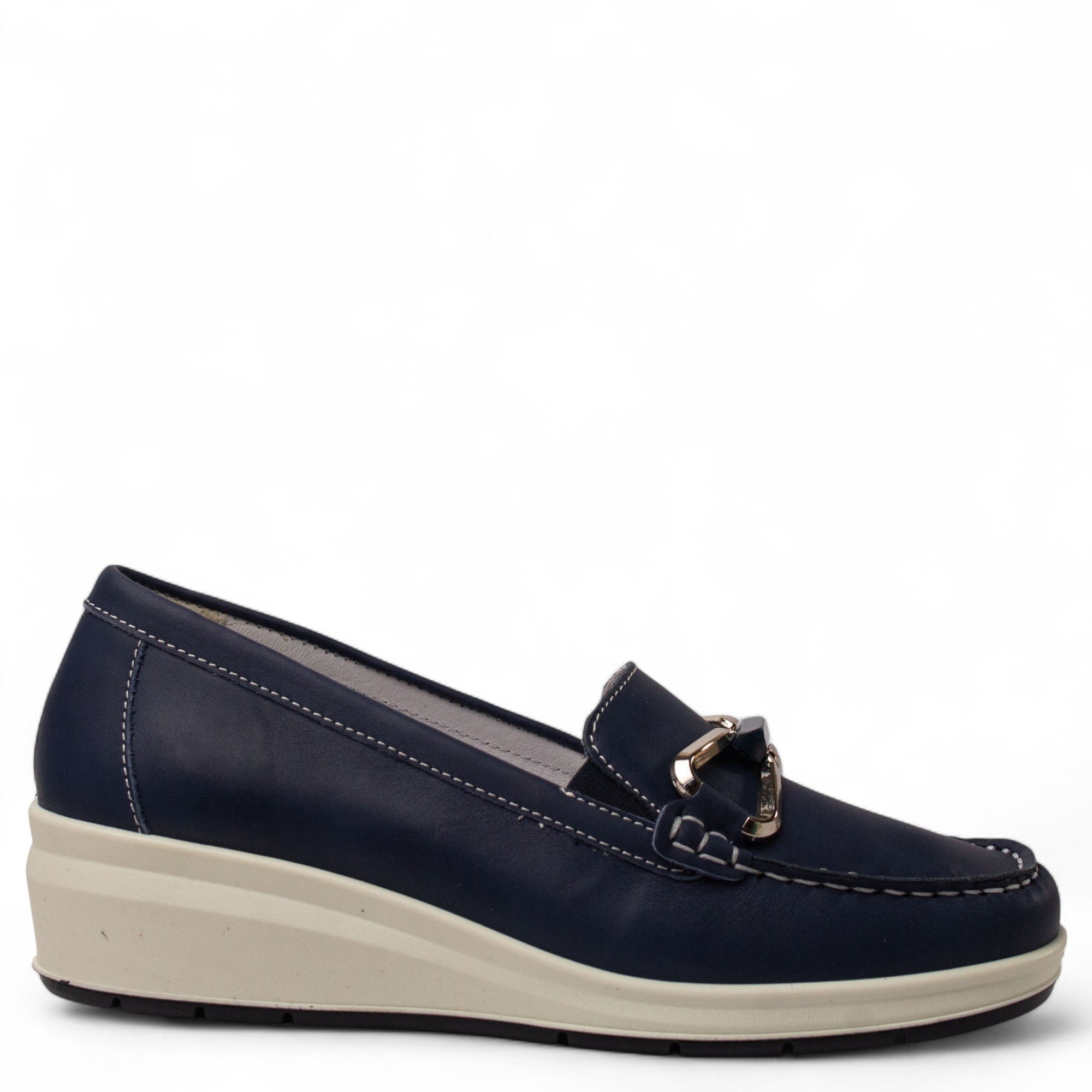 Italian Women Dark Blue Leather Espadrilles #4421