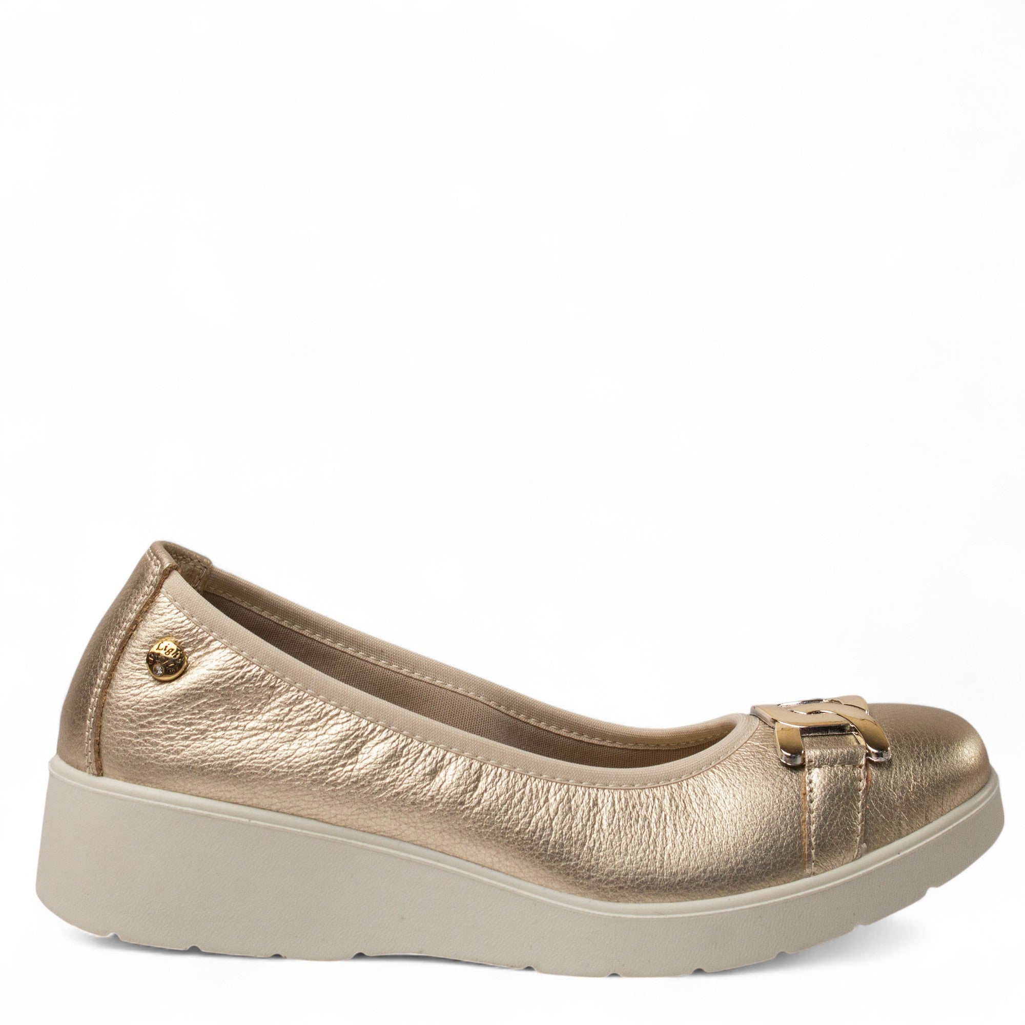Italian Women Gold Leather Espadrilles #4424
