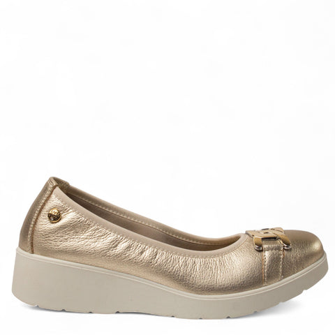 Italian Women Gold Leather Espadrilles #4424