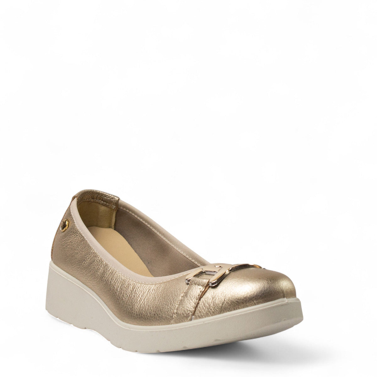 Italian Women Gold Leather Espadrilles #4424
