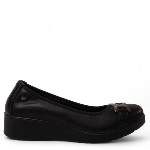 Italian Women Black Leather Espadrilles #4425