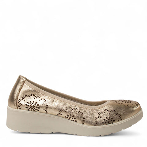 Italian Women Gold Leather Espadrilles #4426