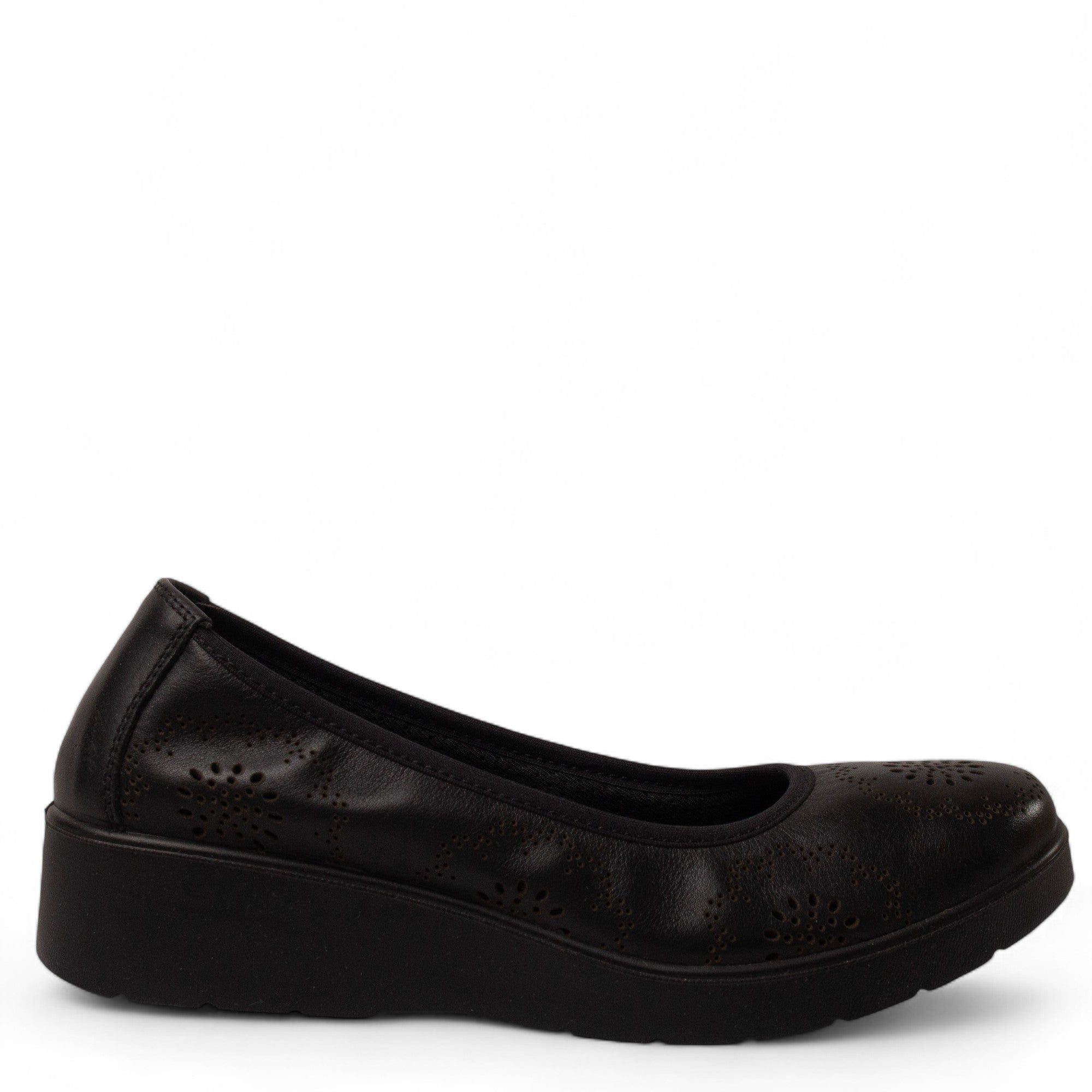 Italian Women Black Leather Espadrilles #4427