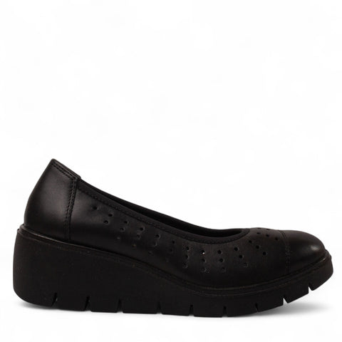 Italian Women Black Leather Espadrilles #4429